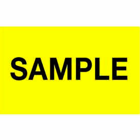 Paper Labels w/ "Sample" Print, 5"L x 3"W, Bright Yellow & Black, Roll of 500