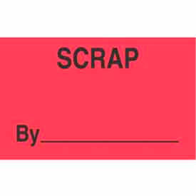 Paper Labels w/ "Scrap By" Print, 5"L x 3"W, Fluorescent Red & Black, Roll of 500