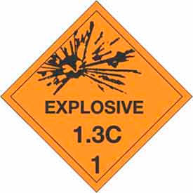 Explosive C" Hazard Class 1 Labels, 4"L x 4"W, Orange & Black, Roll of 500
