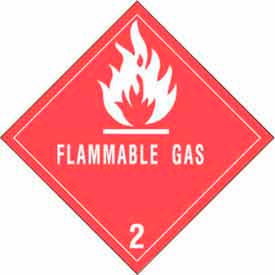 Hazard Class 2 Labels, 4"L x 4"W, White & Red, Roll of 500