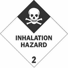 Hazard Class 2 Labels "Inhalation Hazard", 4"L x 4"W, White & Black, Roll of 500