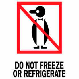 Paper Labels w/ "Do Not Freeze or Refrigerate" Print, 4"L x 3"W, White/Red/Black, Roll of 500