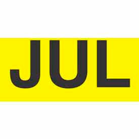 Paper Labels w/ "Jul" Print, 3"L x 2"W, Bright Yellow & Black, Roll of 500