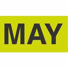 Paper Labels w/ "May" Print, 3"L x 2"W, Fluorescent Green & Black, Roll of 500