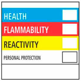 Paper Labels w/ "Right To Know" Print, 2"L x 2"W, White/Red/Black/Blue/Yellow, Roll of 500