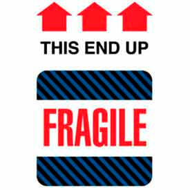 Paper Labels w/ "Fragile This End Up" Print, 4"L x 6"W, White/Red/Black/Blue, Pack of 500