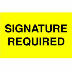 Receiving Labels w/ "Signature Required" Print, 5"L x 3"W, Bright Yellow