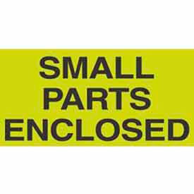 Paper Labels w/ "Small Parts Enclosed" Print, 5"L x 3"W, Fluorescent Green, Roll of 500