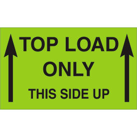 Top Load Only This Side Up Print, 5"L x 3"W, Fluorescent Green, Roll of 500