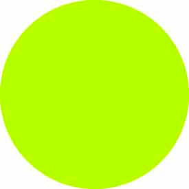 2" Dia. Round Paper Labels, Fluorescent Green, Roll of 500