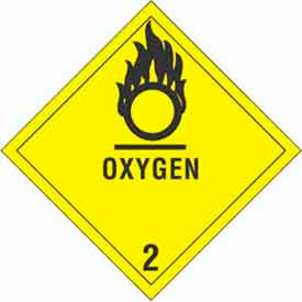 Hazard Class 2 Labels, 4"L x 4"W, Yellow & Black, Roll of 500