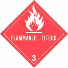Hazard Class 3 Labels, 4"L x 4"W, White & Red, Roll of 500