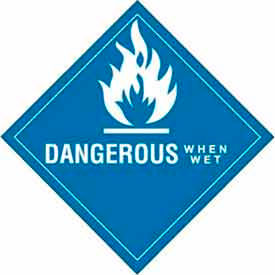 Hazard Class 4 Labels, 4"L x 4"W, White & Blue, Roll of 500