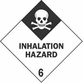 Hazard Class 6 Labels "Inhalation Hazard", 4"L x 4"W, White & Black, Roll of 500
