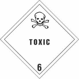 Toxic Hazard Class 6 Labels, 4"L x 4"W, White & Black, Roll of 500