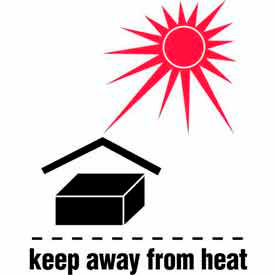 Paper Labels w/ "Keep Away From Heat" Print, 4"L x 3"W, White/Red/Black, Roll of 500