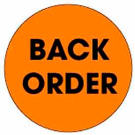 2" Dia. Round Paper Labels w/ "Backorder" Print, Fluorescent Orange & Black, Roll of 500