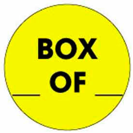 2" Dia. Round Paper Labels w/ "Box Of" Print, Yellow & Black, Roll of 500