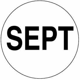 2" Round Paper Labels w/ "Sept" Print, Black & White, Roll of 500