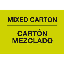 Print Bilingual Labels, 5"L x 3"W, Fluorescent Green, Roll of 500
