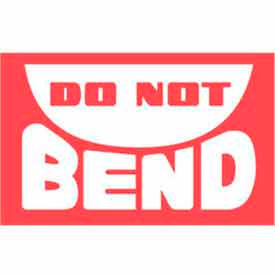 Paper Labels w/ "Do Not Bend" Print, 3"L x 2"W, White & Red, Roll of 500