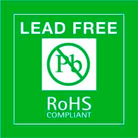 Paper Labels w/ "Lead Free RoHS" Print, 2"L x 2"W, Green & White, Roll of 500