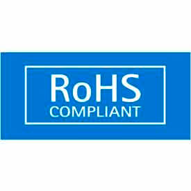 Paper Labels w/ "RoHS Compliant" Print, 1"L x 1/2"W, Blue & White, Roll of 500