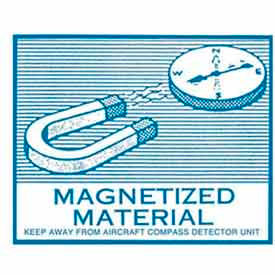 Paper Labels w/ "Magnetized" Print, 3-9/16"L x 4-5/16"W, White & Blue, Roll of 500