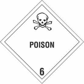 "Hazard Class 6 Labels, 4"L x 4"W, White & Black, Roll of 500"