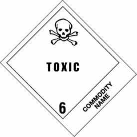 Class 6 Labels, 4-3/4"L x 4"W, White & Black, Roll of 500