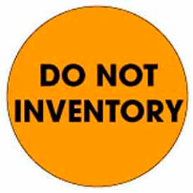 2" Dia. Round Paper Labels w/ "Do Not Inventory" Print, Fluorescent Orange & Black, Roll of 500