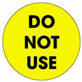 2" Dia. Round Paper Labels w/ "Do Not Use" Print, Bright Yellow & Black, Roll of 500