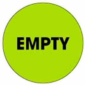 2" Dia. Round Paper Labels w/ "Empty" Print, Fluorescent Green & Black
