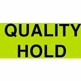 Paper Labels w/ "Quality Hold" Print, 3"L x 2"W, Fluorescent Green & Black, Roll of 500