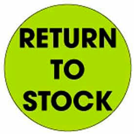 2" Dia. Round Paper Labels w/ "Return To Stock" Print, Fluorescent Green & Black, Roll of 500