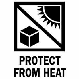 Paper Labels w/ "Protect From Heat" Print, 4"L x 3"W, White/Red/Black, Roll of 500