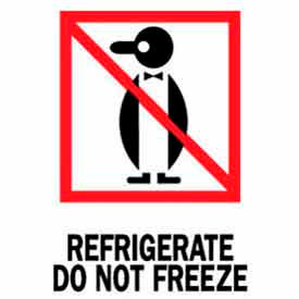 Paper Labels w/ "Refrigerate Do Not Freeze" Print, 4"L x 3"W, White/Red/Black, Roll of 500