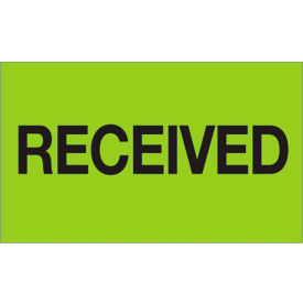 5"L x 3"W Receiving Labels, Fluorescent Green, Roll of 500