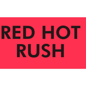 Paper Labels w/ "Red Hot Rush" Print, 3"L x 2"W, Fluorescent Red & Black, 500 labels