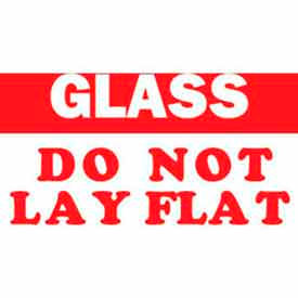 Paper Labels w/ "Glass w/ Do Not Lay Flat" Print, 5"L x 3"W, White & Red, Roll of 500