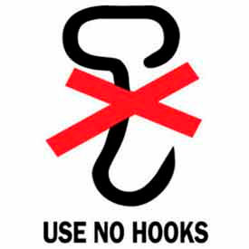 Paper Labels w/ "Use No Hooks" Print, 4"L x 3"W, White/Red/Black, Roll of 500