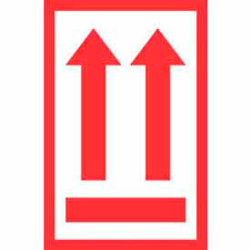 Paper Labels w/ "2 Arrows Up Label" Print, 6"L x 4"W, White & Red, Roll of 500