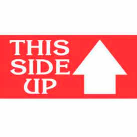 Paper Labels w/ "This Side Up Label" Print, 4"L x 2"W, Red & White, Roll of 500