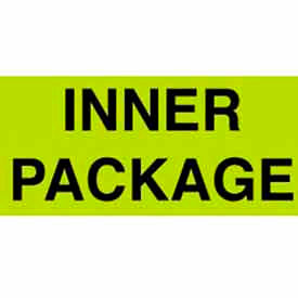 Paper Labels with "Inner Package" Print, 2"L x 1-3/8"W, Fluorescent Green/Black, 500/Roll