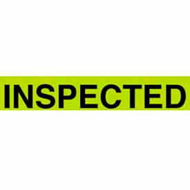 Paper Labels w/ "Inspected" Print, 2"L x 1-3/8"W, Fluorescent Green & Black, Roll of 500
