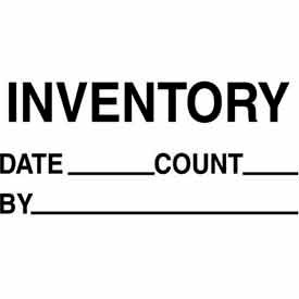 Paper Labels w/ "Inventory Date" Print, 2"L x 1-3/8"W, White & Black, Roll of 500
