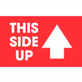 Paper Labels w/ "This Side Up" Print, 5"L x 3"W, Red & White, Roll of 500