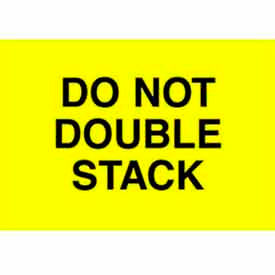 Paper Labels w/ "Do Not Double Stack" Print, 3"L x 2"W, Bright Yellow & Black, Roll of 500