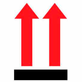 Paper Labels w/ "Arrows Up" Print, 4"L x 3"W, White/Red/Black, Roll of 500