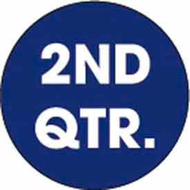 2" Dia. Round Paper Labels w/ "2nd Quarter" Print, Dark Blue & White, Roll of 500